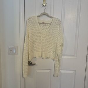 Francesca's Collections Cream V-Neck Sweater